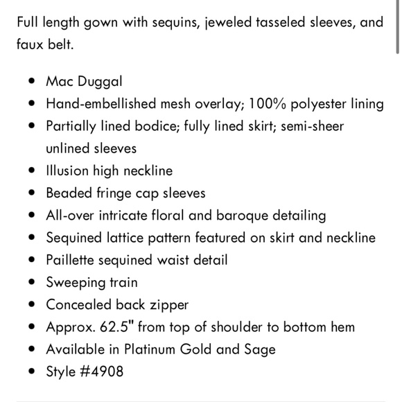 Mac Duggal HIGH NECK SLEEVELESS BEADED FRINGE FITTED GOWN Size 4 style 4908 - Picture 9 of 11